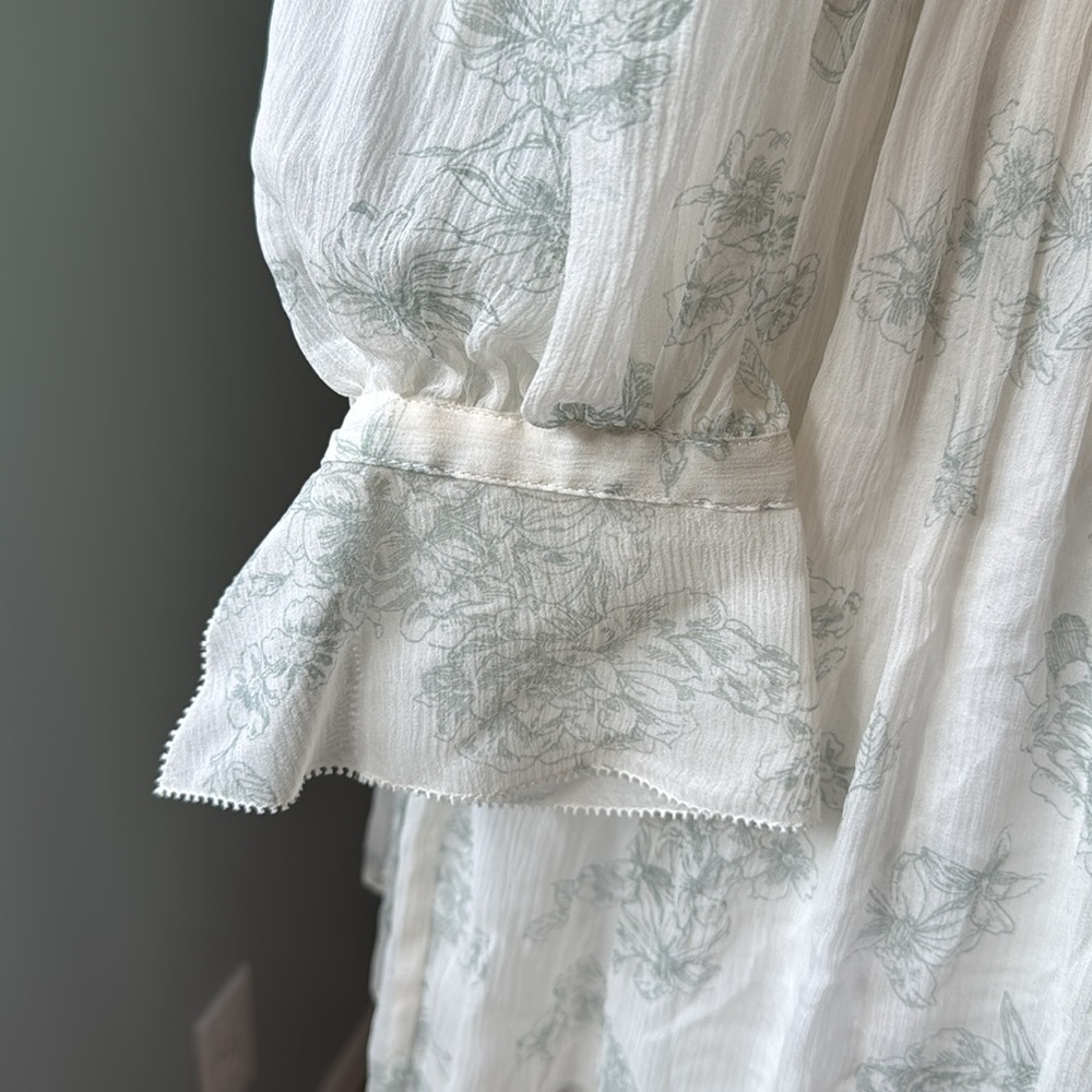 Rebecca Taylor smocked waist silk toile midi dress long sleeved EUC size 8 - Picture 6 of 16